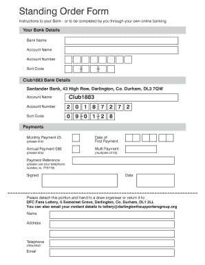 Standing Order Form