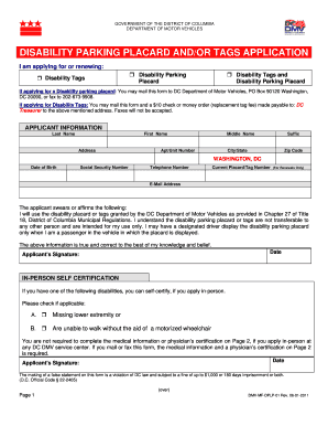 Disability Parking Placard and Tags Application