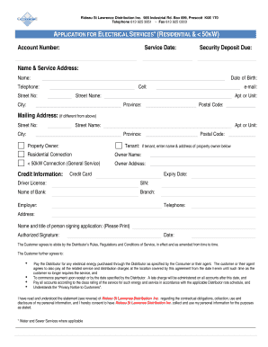 Application for Electrical Services