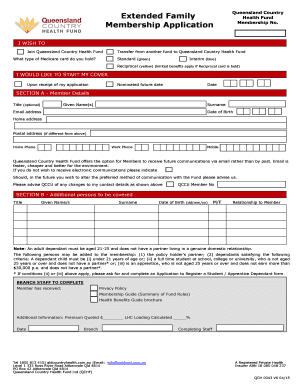 Queensland Country Health Fund Membership Application