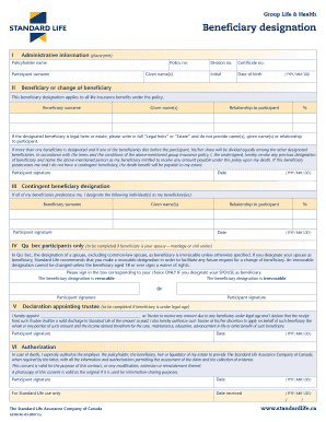 Group Life & Health Beneficiary Designation Form