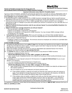 MetLife Portable Coverage Election Form