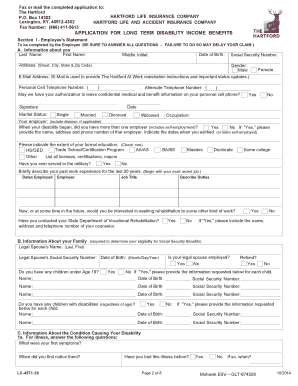 Long Term Disability Income Benefits Application