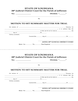 Motion to Set Summary Matter for Trial