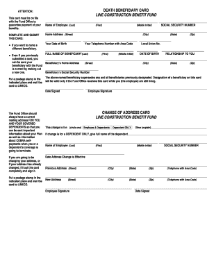 Death Beneficiary Card