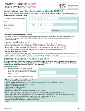 Adult Dependants’ Grant Application Form 2015/16