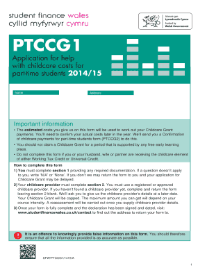 Childcare Grant Application for Part-Time Students