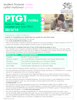 Part-Time Study Grant Application Form PTG1