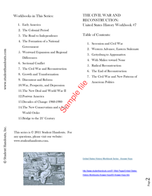 Civil War and Reconstruction Workbook
