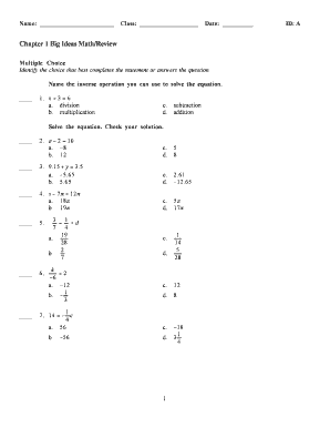 Big Ideas Math Review Worksheet