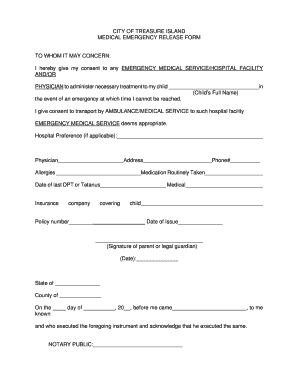 Medical Emergency Release Form