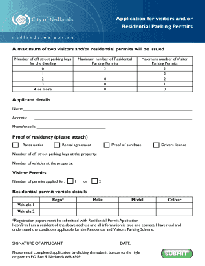 Residential and Visitor Parking Permit Application