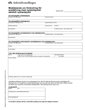 Notice of Change for New Start Job Employment