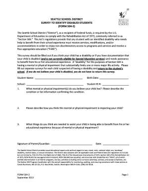 Seattle School District Form 504-2
