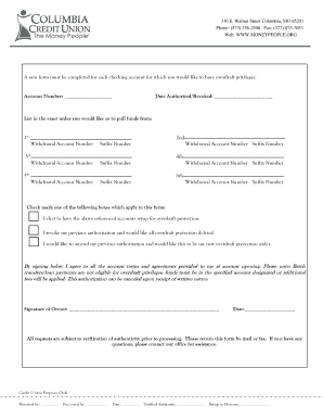 Overdraft Protection Authorization Form