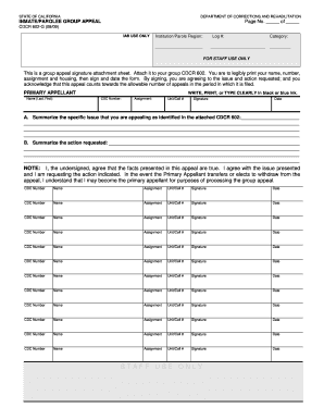 California Inmate Parolee Group Appeal Form