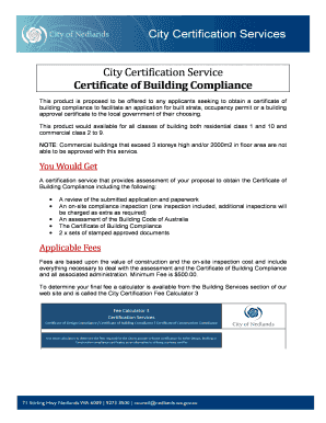 Certificate of Building Compliance Application