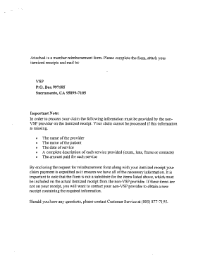VSP Member Reimbursement Form