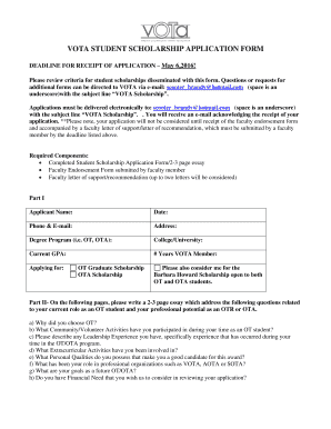 VOTA STUDENT SCHOLARSHIP APPLICATION FORM - vaota