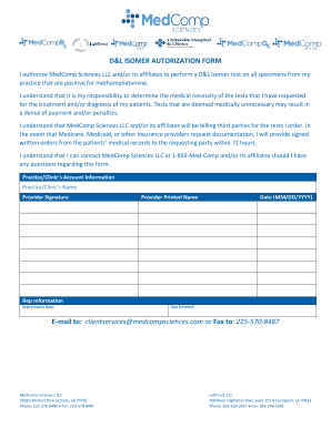 D&L Isomer Authorization Form