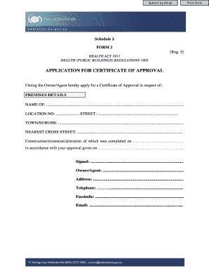 Application for Certificate of Approval