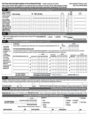 California Free and Reduced-Price Meals Application
