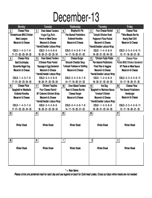 School Lunch Order Form