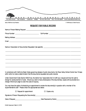 California Public Record Request Form