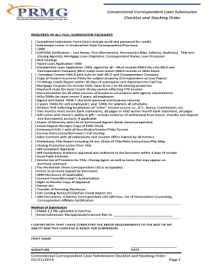 Conventional Correspondent Loan Submission Checklist