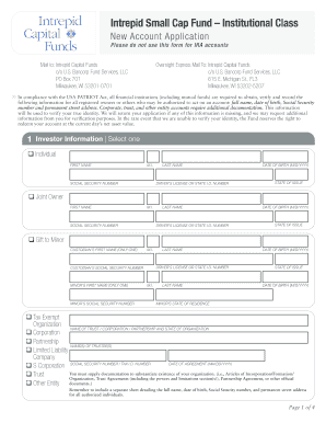 Intrepid Small Cap Fund New Account Application