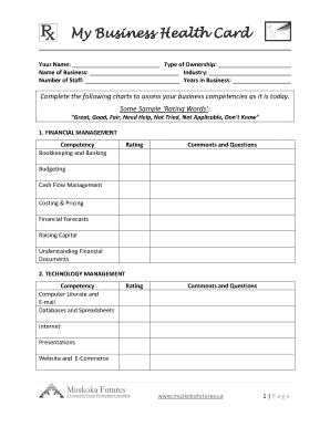 Business Health Card Assessment Form