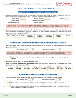Direct Payments Survey for Local Authorities
