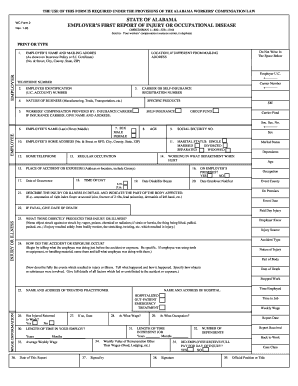 Alabama Employer's First Report of Injury or Occupational Disease