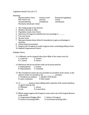 US Legislative Branch Test