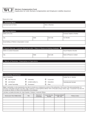 Utah Workers Compensation Insurance Application