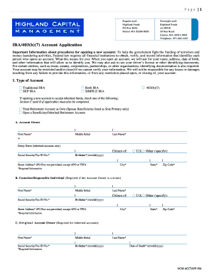 IRA/403(b)(7) Account Application