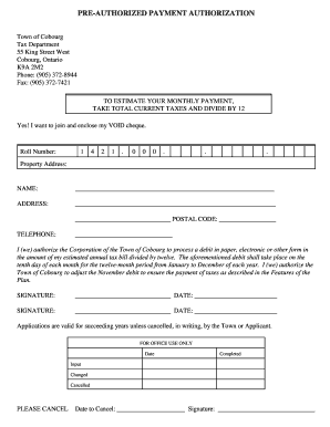 Pre-Authorized Payment Authorization
