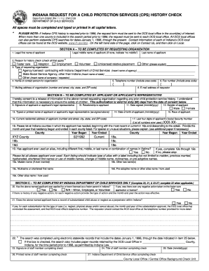 Indiana Child Protection Services History Check