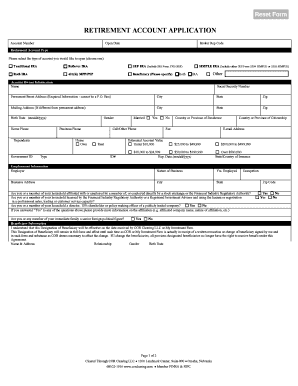 Retirement Account Application Form