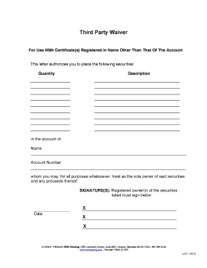 Third Party Waiver for Securities