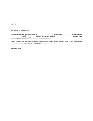 Stock Sale Notification Letter