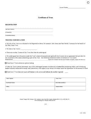 Certificate of Trust Registration