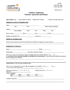 Volunteer Application and Agreement