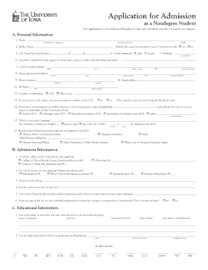 University of Iowa Nondegree Student Application