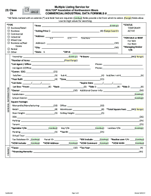 Commercial Industrial Data Form