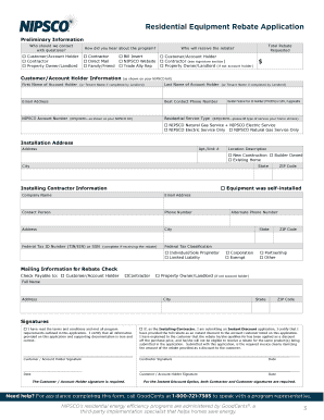 NIPSCO Residential Equipment Rebate Application