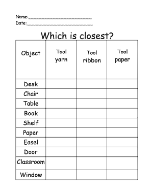 Object Identification Worksheet