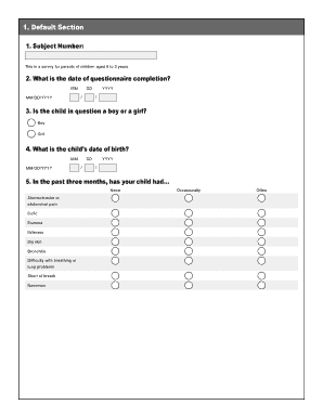 Parent Health Survey for Children Aged 0-2