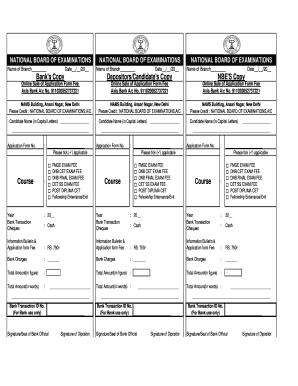 National Board of Examinations Application Form Fee