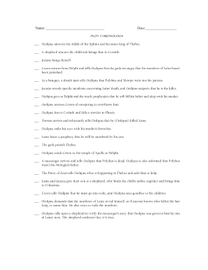 Oedipus Plot Chronology Worksheet